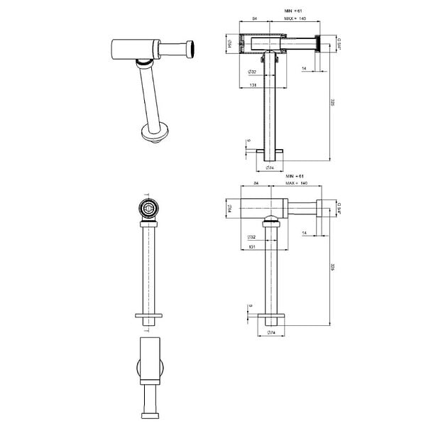 SWISS AQUA TECHNOLOGIES - Siphon de lavabo Swiss Aqua Technologies Project 5/4 DN32 noir plastique mat SATSIFMPLB - large