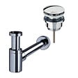 WIRQUIN - Bonde lavabo universelle vis centrale Quick clac Laiton/Chromé + Siphon lavabo Linéis Mini Laiton/Chromé - vignette