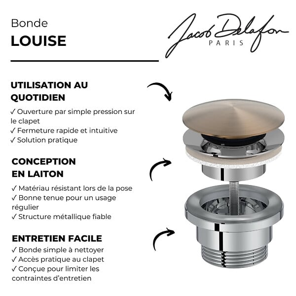 JACOB DELAFON - Bonde de vidage click Louise bronze - large