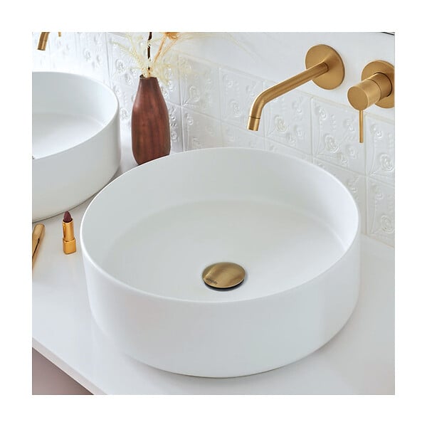WIRQUIN - Bonde universelle laiton doré brossé mat pour lavabo vasque avec ou sans trop plein - large