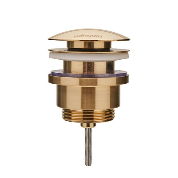 WIRQUIN - Bonde universelle laiton doré brossé mat pour lavabo vasque avec ou sans trop plein - large