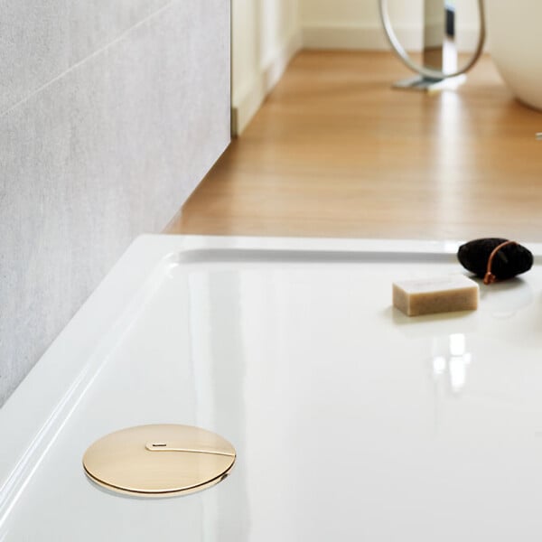 WIRQUIN - Bonde de douche extra-plate Slim+ dôme métal doré brossé - large