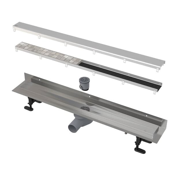 ALCA - FIT AND GO Caniveau de douche mural 75 cm en acier inoxydable (APZ23DOUBLE9750) - large