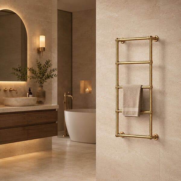 OTITEC - Sèche-serviettes électrique 120x53cm - 400W - Laiton PVD - ROMEO - large