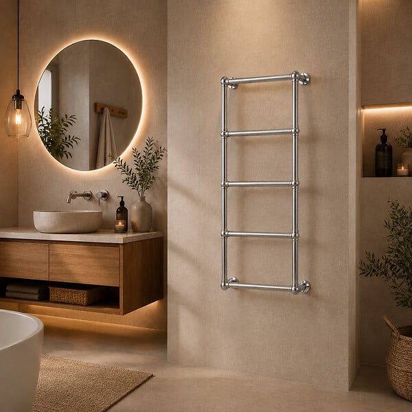 OTITEC - Sèche-serviettes électrique 120x53cm - 700W - Chromé - ROMEO - large