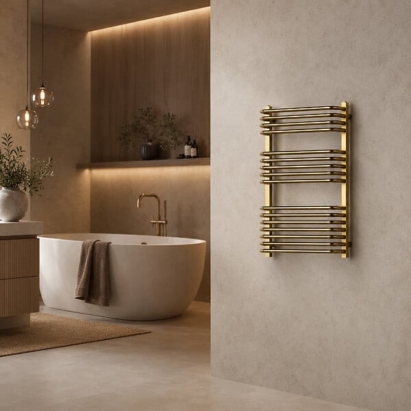 OTITEC - Sèche-serviettes électrique 86x55cm - 400W - Doré brossé - TONY - large