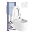 DURAVIT - Pack WC suspendu D-code avec abattant frein de chute synthétique + bati support + Plaque de commande blanche - vignette
