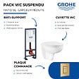 GROHE - Pack WC suspendu sans bride caréné + Abattant Bau Ceramic + Bâti-support largeur réduite + Plaque commande Cool Sunrise - vignette