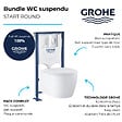 GROHE - Pack WC suspendu sans bride Start Round Ceramic + Abattant frein de chute + Bâti support autoportant + Plaque de commande chromé - vignette
