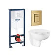 GROHE - Pack WC suspendu sans bride caréné + Abattant Bau Ceramic + Bâti-support mur porteur + Plaque commande Cool Sunrise - vignette