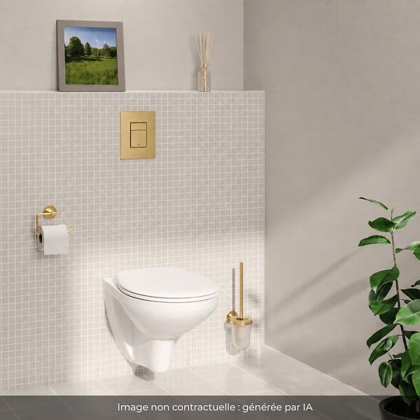 GROHE - Pack WC suspendu sans bride caréné + Abattant Bau Ceramic + Bâti-support mur porteur + Plaque commande Cool Sunrise - large