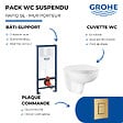 GROHE - Pack WC suspendu sans bride caréné + Abattant Bau Ceramic + Bâti-support mur porteur + Plaque commande Cool Sunrise - vignette