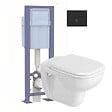 DURAVIT - Pack cuvette WC suspendu D-CODE + abattant frein de chute + bâti-support + plaque noire - vignette