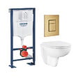 GROHE - Pack WC suspendu sans bride caréné + Abattant Bau Ceramic + Bâti-support autoportant + Plaque commande Cool Sunrise - vignette