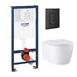 GROHE - Pack bâti-support mur porteur Rapid SL + Cuvette suspendue sans bride abattant Start Round + Plaque commande noir mat - vignette