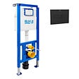 ROCA - Bâti-support WC suspendu, installation sur cloison légère, hauteur 112 cm, chasse 2/4-6 L + plaque noir mat (ROB02-FR) - vignette