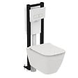 IDEAL STANDARD - Pack WC suspendu sans bride I.Life B RimLS+ + Abattant frein de chute + Bâti-support autoportant + Plaque blanche - vignette