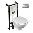 JACOB DELAFON - Pack WC suspendu compact Patio + bâti support + plaque chromée - vignette