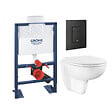 GROHE - Pack bâti-support hauteur réduite Rapid SL + Cuvette suspendue sans bride abattant BauCeramic + Plaque commande noir mat - vignette