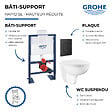GROHE - Pack bâti-support hauteur réduite Rapid SL + Cuvette suspendue sans bride abattant BauCeramic + Plaque commande noir mat - vignette