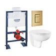 GROHE - Pack WC suspendu sans bride caréné + Abattant Bau Ceramic + Bâti-support hauteur réduite + Plaque commande Cool Sunrise - vignette