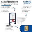 GROHE - Pack WC suspendu sans bride caréné + Abattant Bau Ceramic + Bâti-support hauteur réduite + Plaque commande Cool Sunrise - vignette