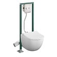 VITRA - Pack WC suspendu sans bride VitrA Sento blanc mat + Abattant frein de chute + Bâti-support autoportant + Plaque chromée - vignette