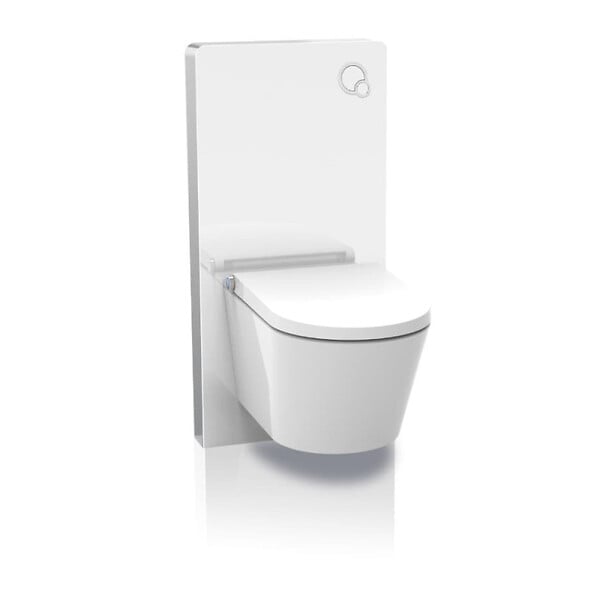 SWISS AQUA TECHNOLOGIES - Glass bâti-support pour WC suspendu, hauteur 100,3 cm, double chasse 3/6 L, blanc (SATAMGW-FR) - large