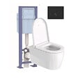 DURAVIT - Pack cuvette WC suspendu sans bride ME BY STARCK + abattant frein de chute + bâti-support + plaque noire - vignette