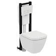 IDEAL STANDARD - Pack WC suspendu sans bride I.Life S RimLS+ + Abattant frein de chute + Bâti-support autoportant + Plaque blanche - vignette