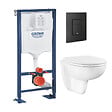 GROHE - Pack bâti-support autoportant Solido + Cuvette suspendue sans bride avec abattant Bau Ceramic + Plaque commande noir mat - vignette