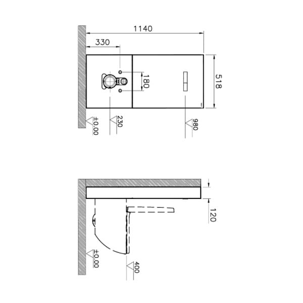 VITRA - Vitrus bâti-support design pour WC suspendus avec plaque de commande, verre de sécurité, noir (870-5761-01) - large