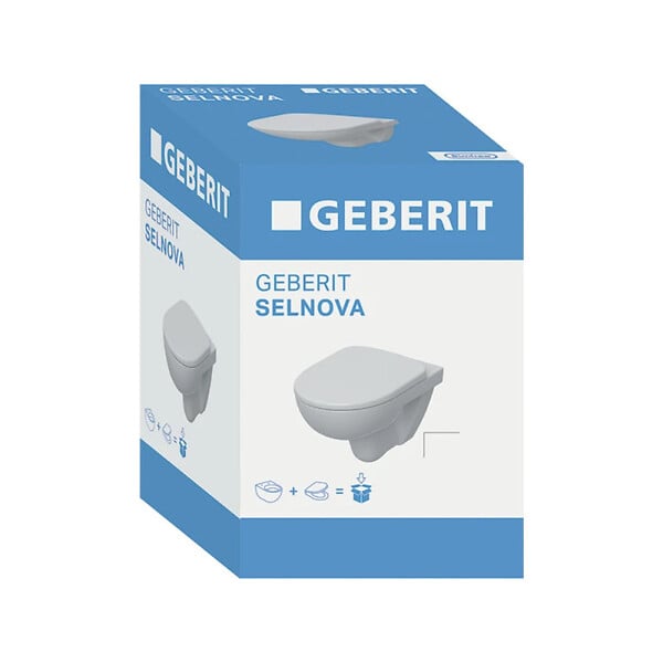 GEBERIT - Selnova ensemble WC suspendu avec abattant, blanc (501.752.00.1) - large