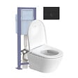 DURAVIT - Pack cuvette WC suspendu sans bride compact D-NEO + abattant frein de chute + bâti-support + plaque noire - vignette