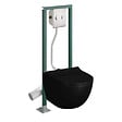 VITRA - Pack WC suspendu sans bride VitrA Sento noir mat  + Abattant frein de chute + Bâti-support autoportant + Plaque chromée - vignette