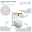 VITRA - Pack WC suspendu VitrA Sento blanc mat + bâti autoportant V-Fix Core + Plaque Round chromé - vignette