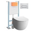 VITRA - Pack WC suspendu VitrA Sento blanc + bâti autoportant V-Fix Core + Plaque Round chromé - vignette