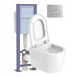 DURAVIT - Pack WC suspendu D-code avec abattant frein de chute synthétique + bati support + Plaque de commande chromée - vignette