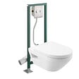 VILLEROY ET BOCH - Pack WC suspendu sans bride VILLEROY&BOCH Architectura Twistflush rond + Abattant + Bâti-support autoportant + Plaque - vignette