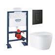 GROHE - Pack bâti-support hauteur réduite Rapid SL + Cuvette suspendue sans bride abattant StartRound + Plaque commande noir mat - vignette