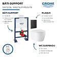 GROHE - Pack bâti-support hauteur réduite Rapid SL + Cuvette suspendue sans bride abattant StartRound + Plaque commande noir mat - vignette