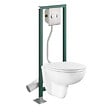 GROHE - Pack WC suspendu sans bride Bau Ceramic  + Abattant frein de chute + Bâti-support autoportant + Plaque chromée - vignette