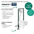 GROHE - Pack WC suspendu sans bride Bau Ceramic  + Abattant frein de chute + Bâti-support autoportant + Plaque chromée - vignette