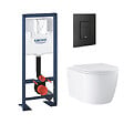 GROHE - Pack bâti-support largeur réduite Rapid SL + Cuvette suspendue sans bride abattant StartRound + Plaque commande noir mat - vignette