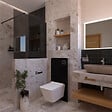 SWISS AQUA TECHNOLOGIES - Glass bâti-support pour WC suspendu, hauteur 100,3 cm, double chasse 3/6 L, noir (SATAMGBL-FR) - vignette