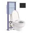 DURAVIT - Pack cuvette WC suspendu sans bride compact NO. 1 + abattant frein de chute + bâti-support + plaque noire - vignette