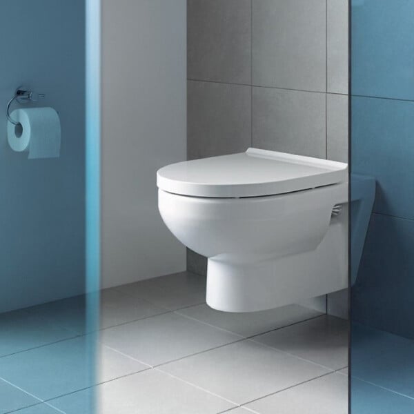 DURAVIT - Pack cuvette WC suspendu sans bride compact NO. 1 + abattant frein de chute + bâti-support + plaque noire - large
