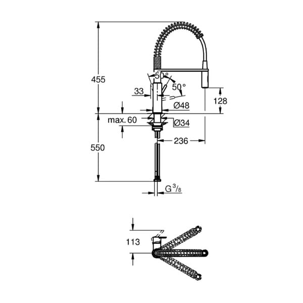 GROHE - Mitigeur monocommande évier avec douchette extractible, finition inox brossé Infinity (30614DC0) - large