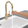 VILLEROY ET BOCH - Robinet cuisine  Umbrella flex + Distributeur de savon Or mat - vignette