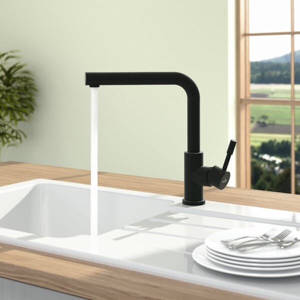 VILLEROY ET BOCH - Robinet cuisine avec douchette  Steel Shower window noir mat - large